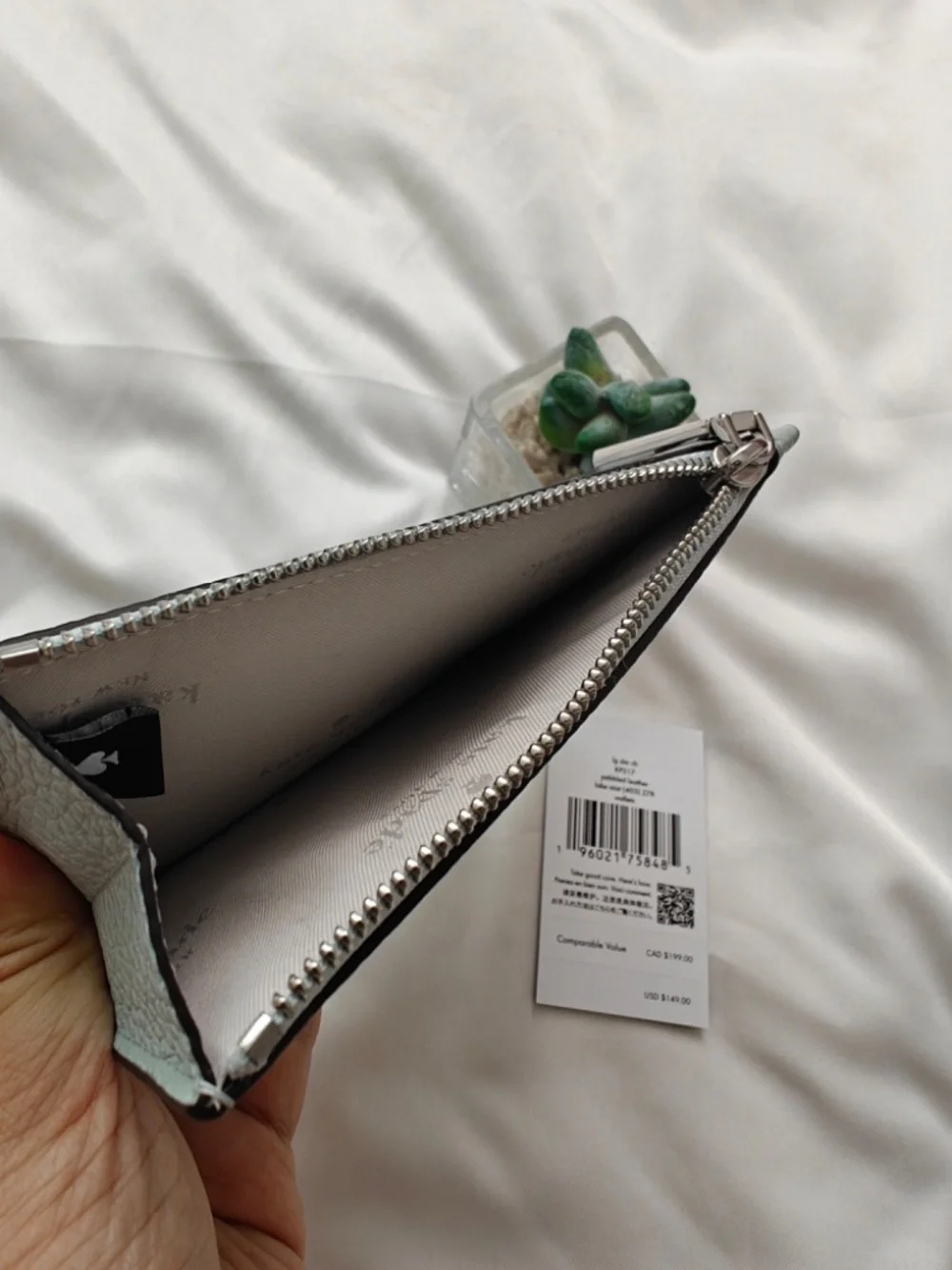 New Kate Spade Large Slim Card Holder Lake Mist KP217 $149